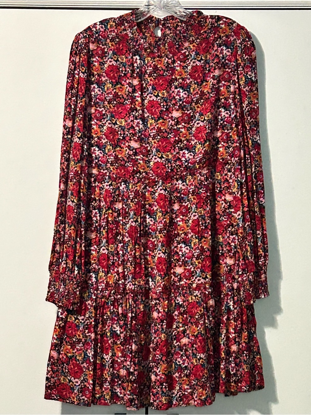 Love Olive Co. Floral Long Sleeve Tiered Mini Dress - Red Multi